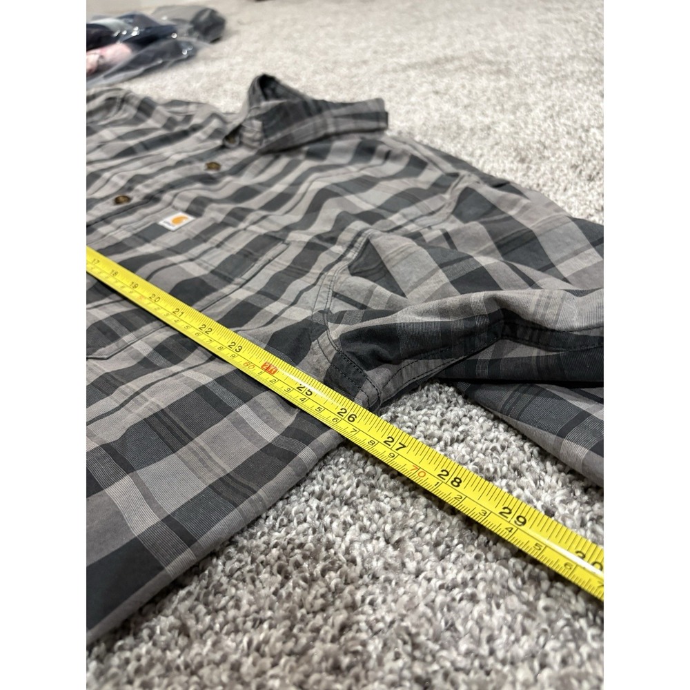 Carhartt Relaxed Fit Plaid Shirt Mens XL Tall Grey Black Long Sleeve Button Down - Picture 6 of 6